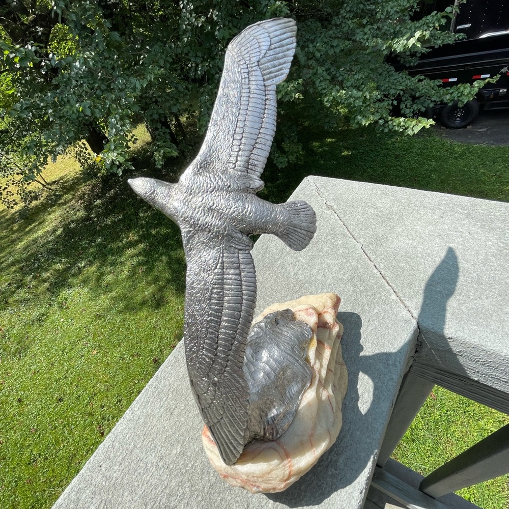 ❤️ Signed Vintage Hawk in Flight pewter metal sculpture signed by DeWitt